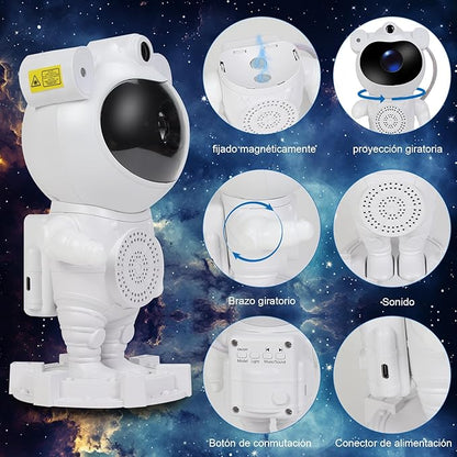 Espectacular Astronauta Proyector de Galaxias con Bluetooth